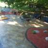 We used the earth itself for the form for this patio. we simply dug out the existing sod and soil to the depth that we wanted the thickness of the concrete to be.