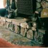 The floor is decorative concrete and the rest is real stone.