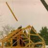 Roof timber being "flown in"